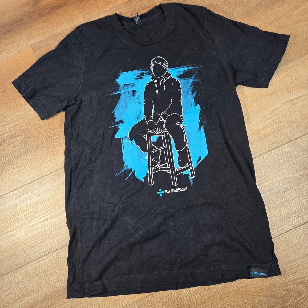 Ed Sheeran Divide Tour Shirt Mens M Long Sleeve Black Blue Concert Cotton Crew